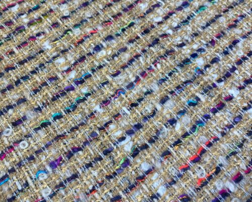 Stofa din lana Chanel bej cu fir multicolor