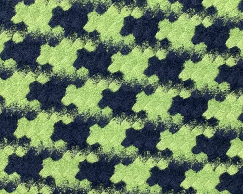 Stofa din lana cu motiv abstract verde cu negru