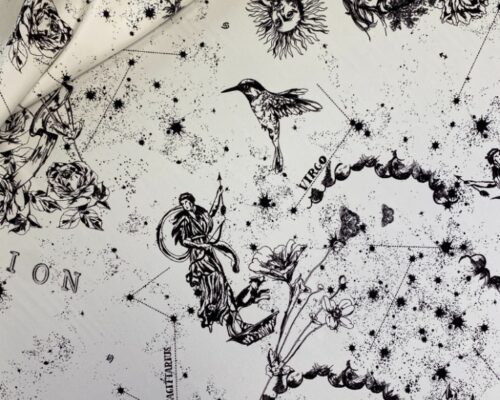 Matase naturala Dolce Gabbana imprimata cu constelatii si zodii